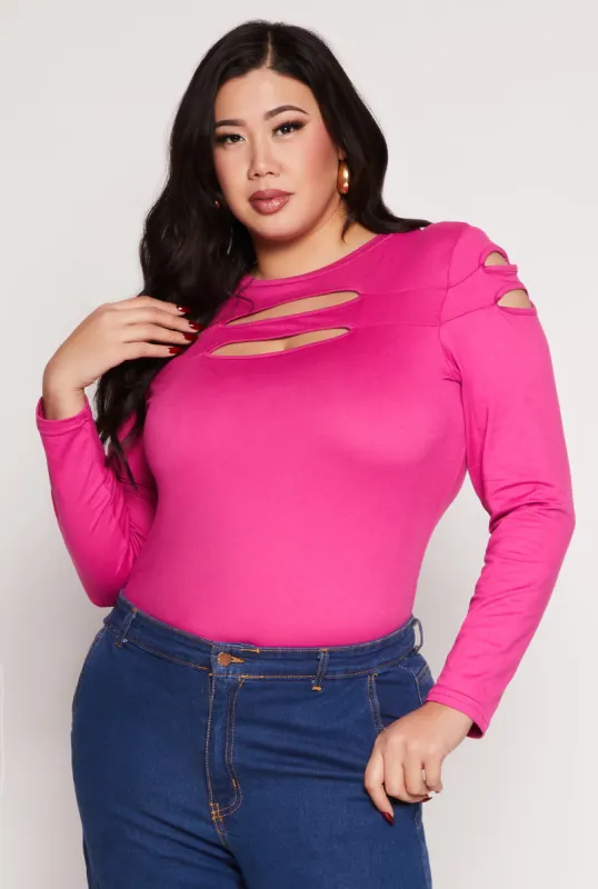 Plus Size Cut Out Detail Long Sleeve Top sold by Rainbow