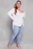 Plus Size Ruched Drawstring Side Button Front Top sold by Rainbow