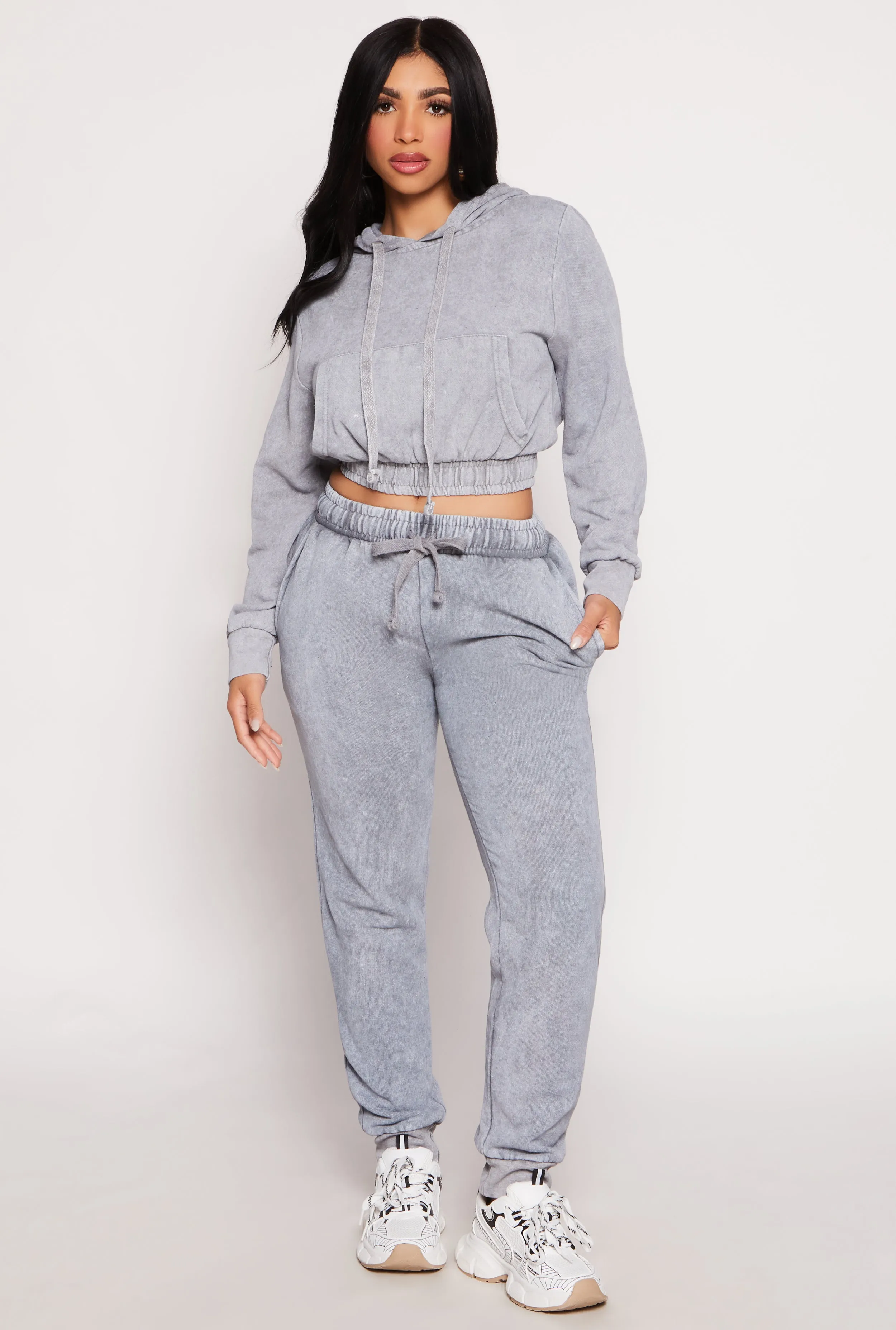 Fleece Acid Wash Drawstring Joggers sold by Rainbow