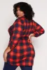 Plus Size Plaid Tie Waist Belted Shirt sold by Rainbow