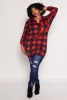 Plus Size Plaid Tie Waist Belted Shirt sold by Rainbow