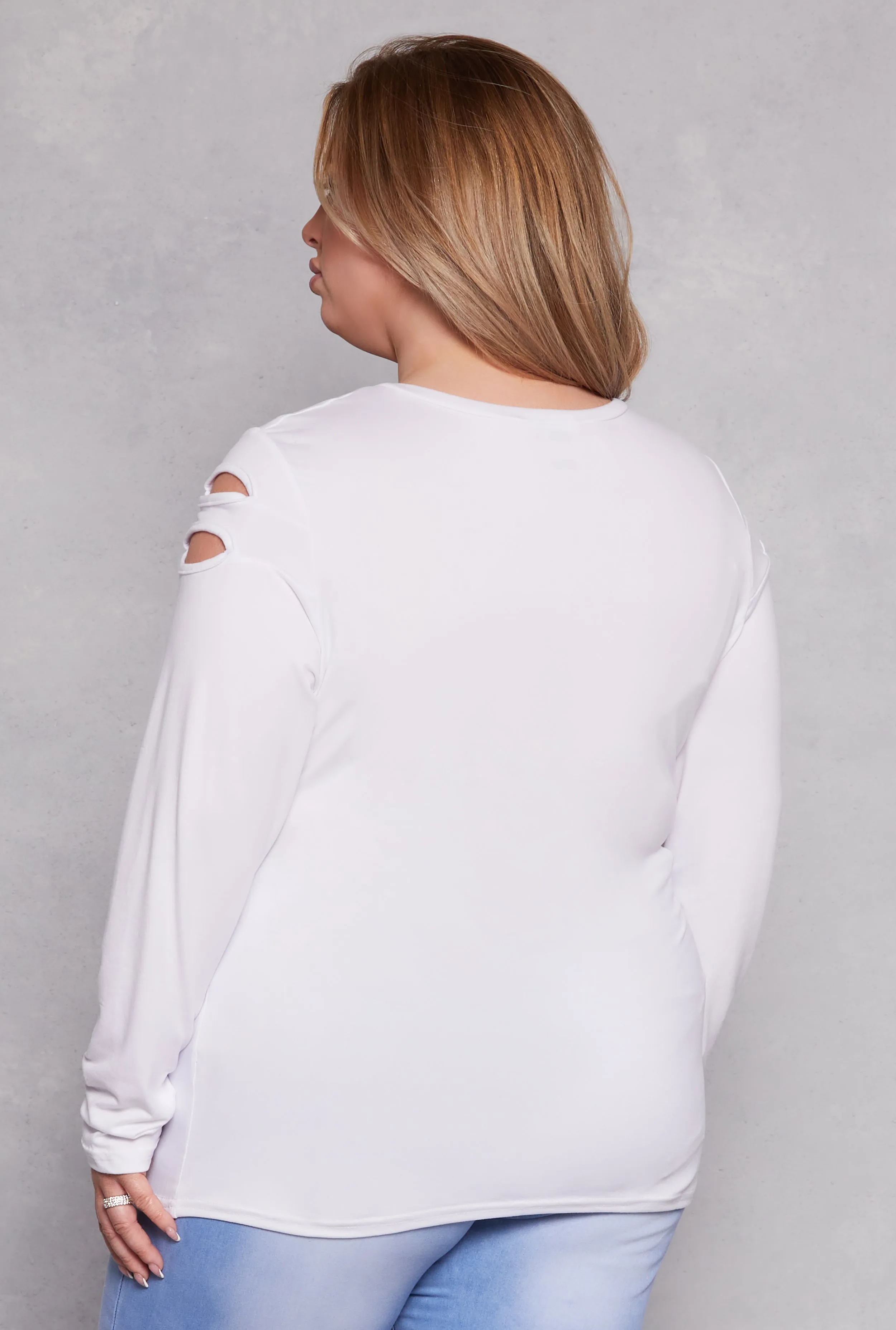 Plus Size Cut Out Detail Long Sleeve Top sold by Rainbow product image thumbnail 3