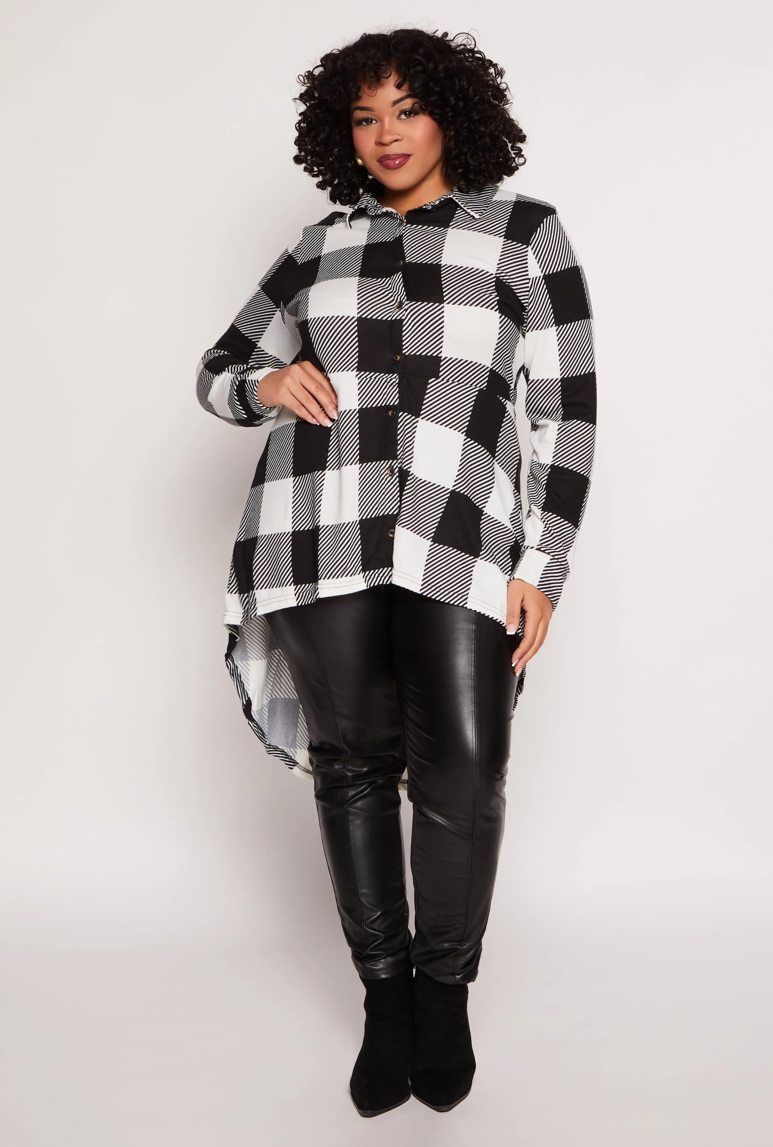 Plus Size Buffalo Plaid High Low Shirt sold by Rainbow product image thumbnail 2