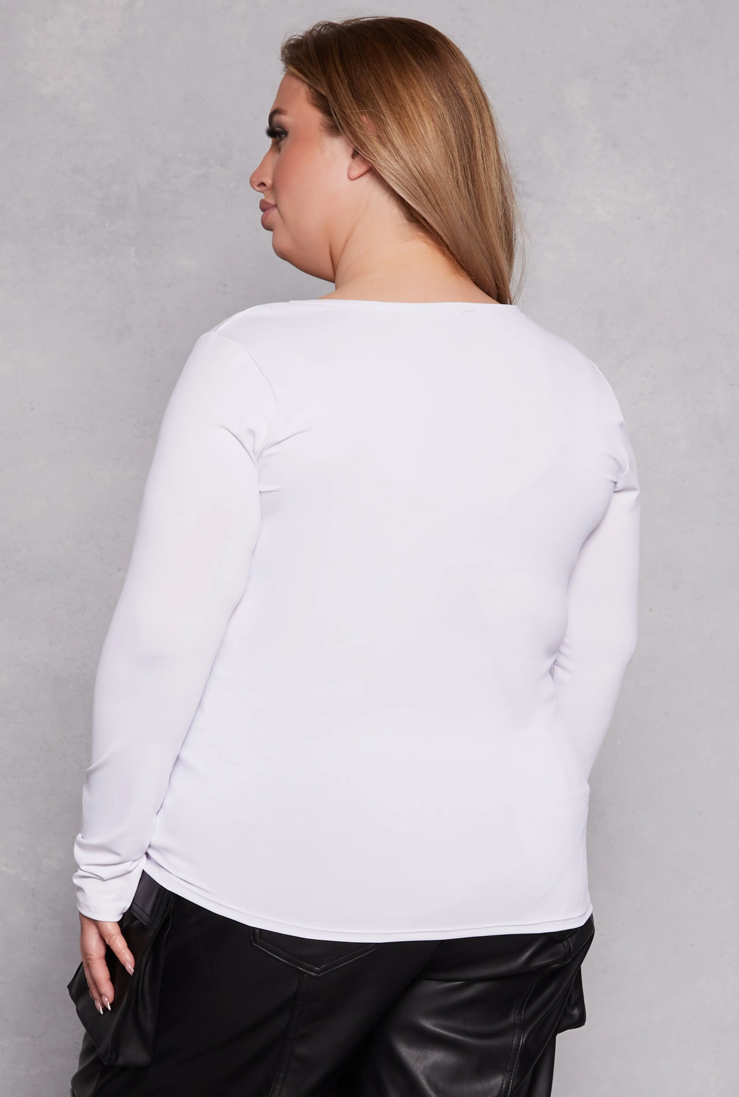 Plus Size Scoop Neck Long Sleeve T Shirt sold by Rainbow product image thumbnail 3