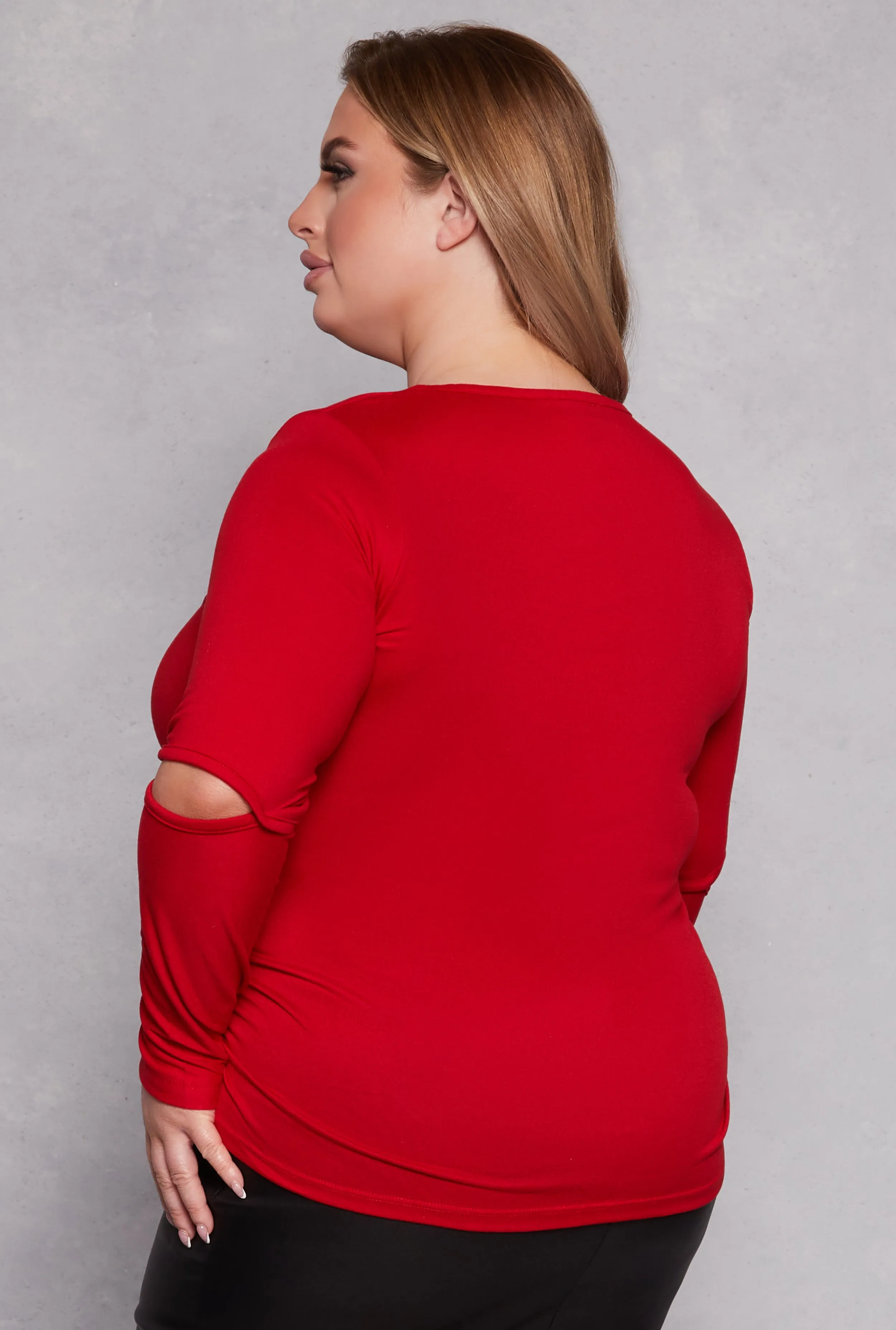 Plus Size Cut Out Long Sleeve Top sold by Rainbow product image thumbnail 3