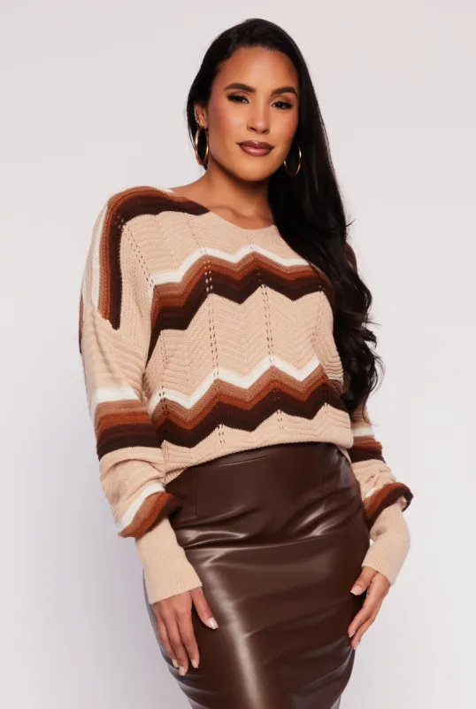 Chevron Criss Cross Back Sweater sold by Rainbow