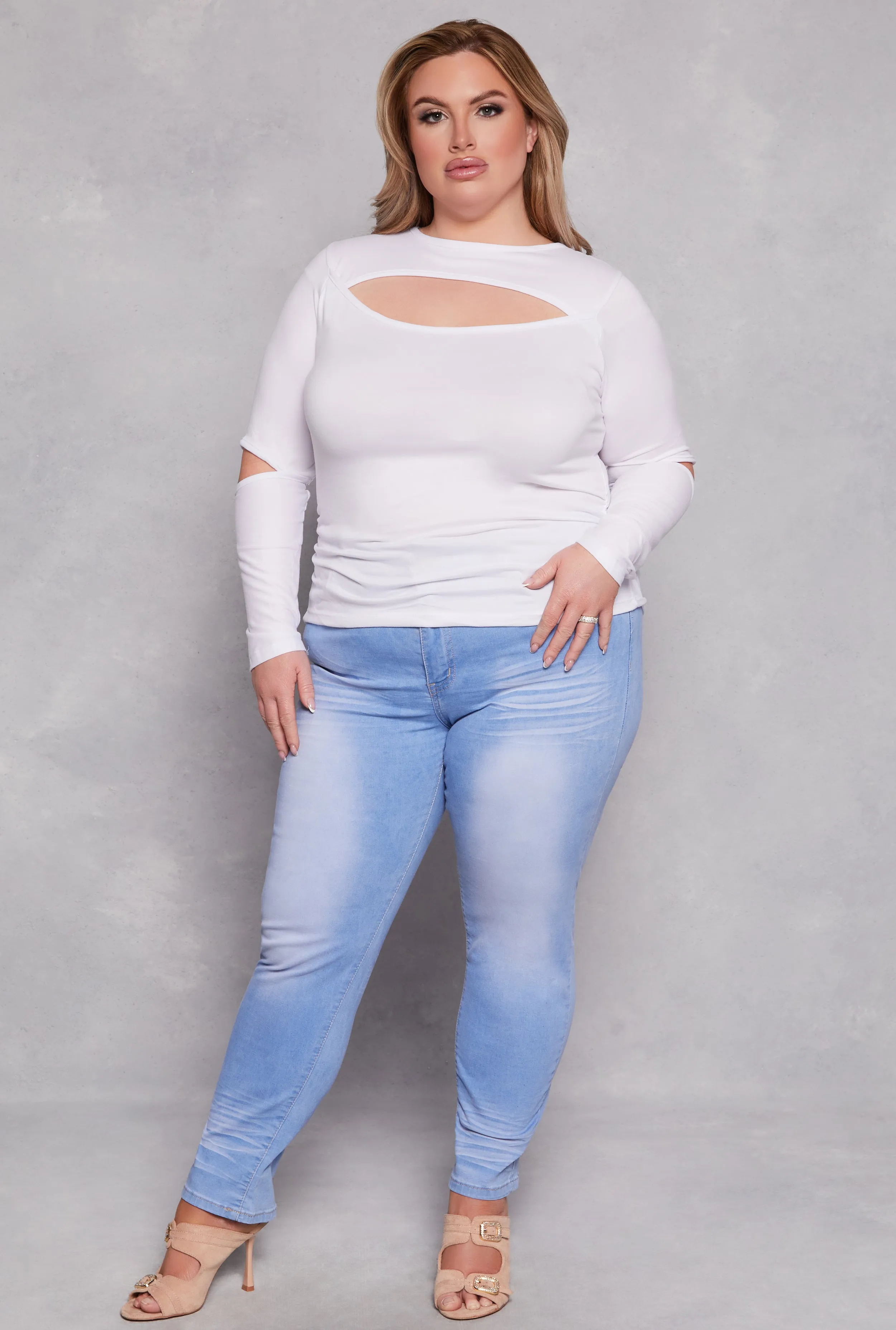 Plus Size Cut Out Long Sleeve Top sold by Rainbow product image thumbnail 2