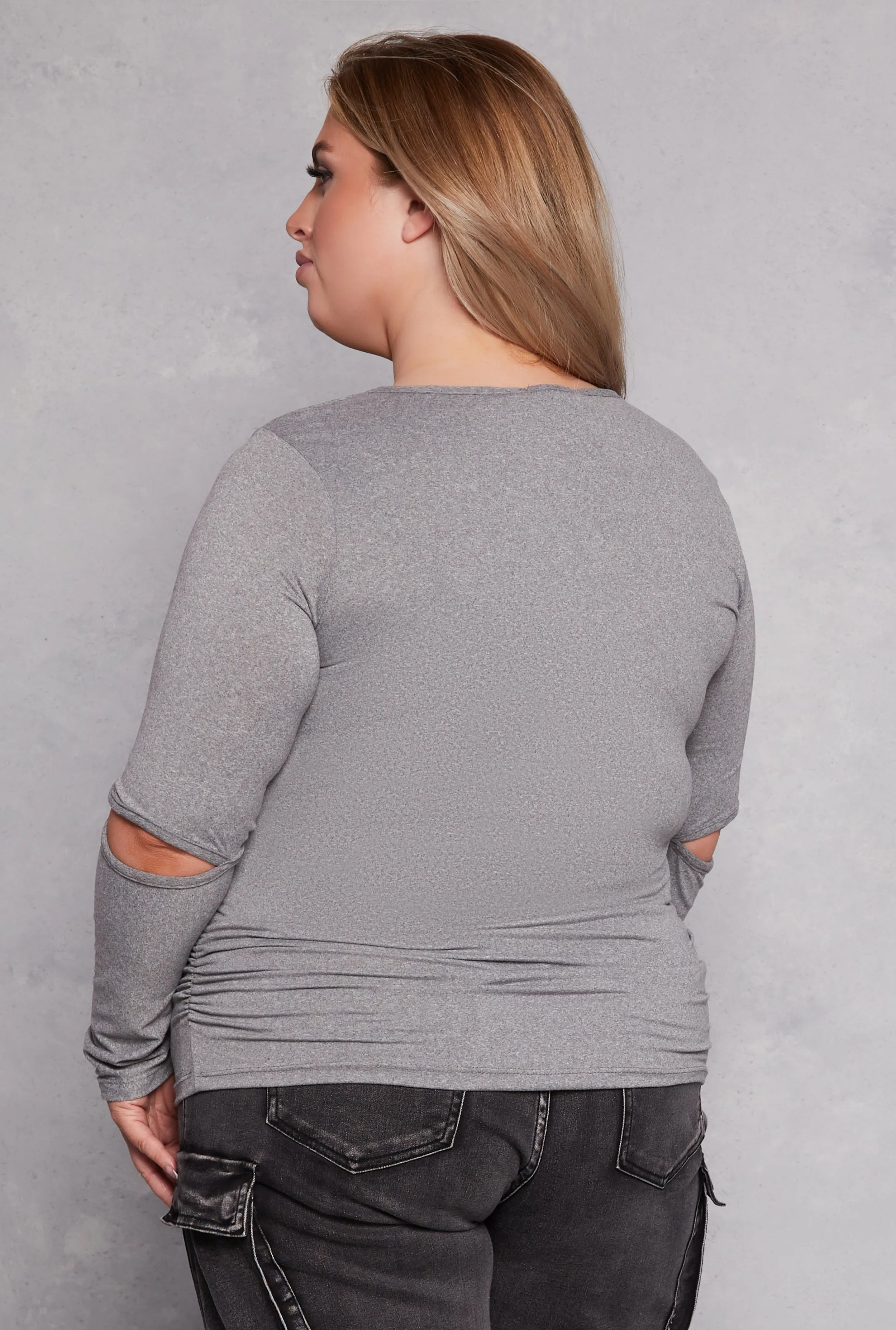 Plus Size Cut Out Long Sleeve Top sold by Rainbow product image thumbnail 3