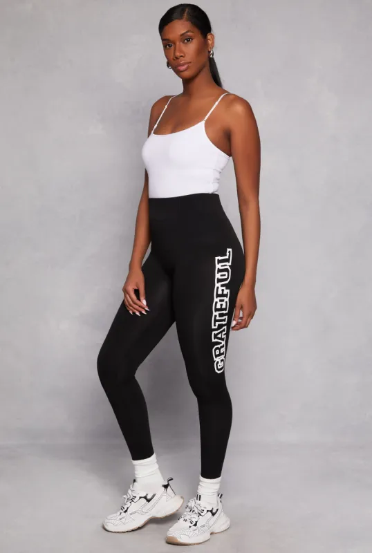 Fleece Lined Grateful Graphic Leggings sold by Rainbow