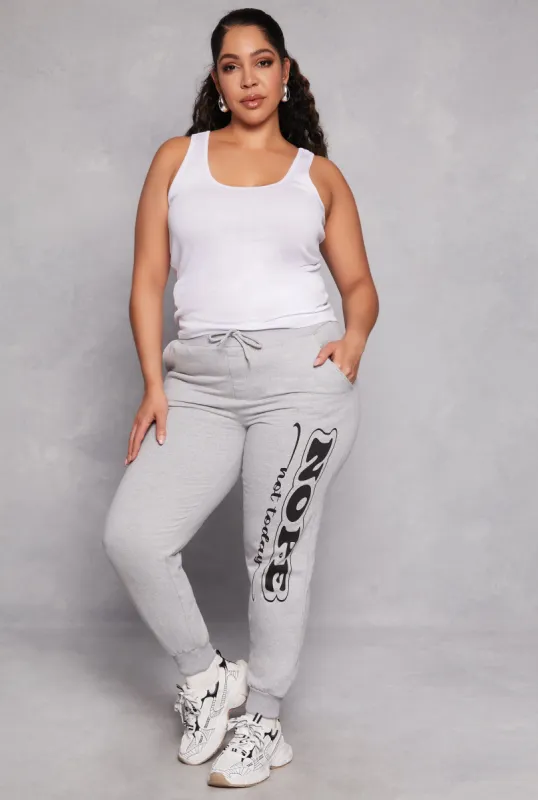 Plus Size Nope Not Today Graphic Joggers sold by Rainbow