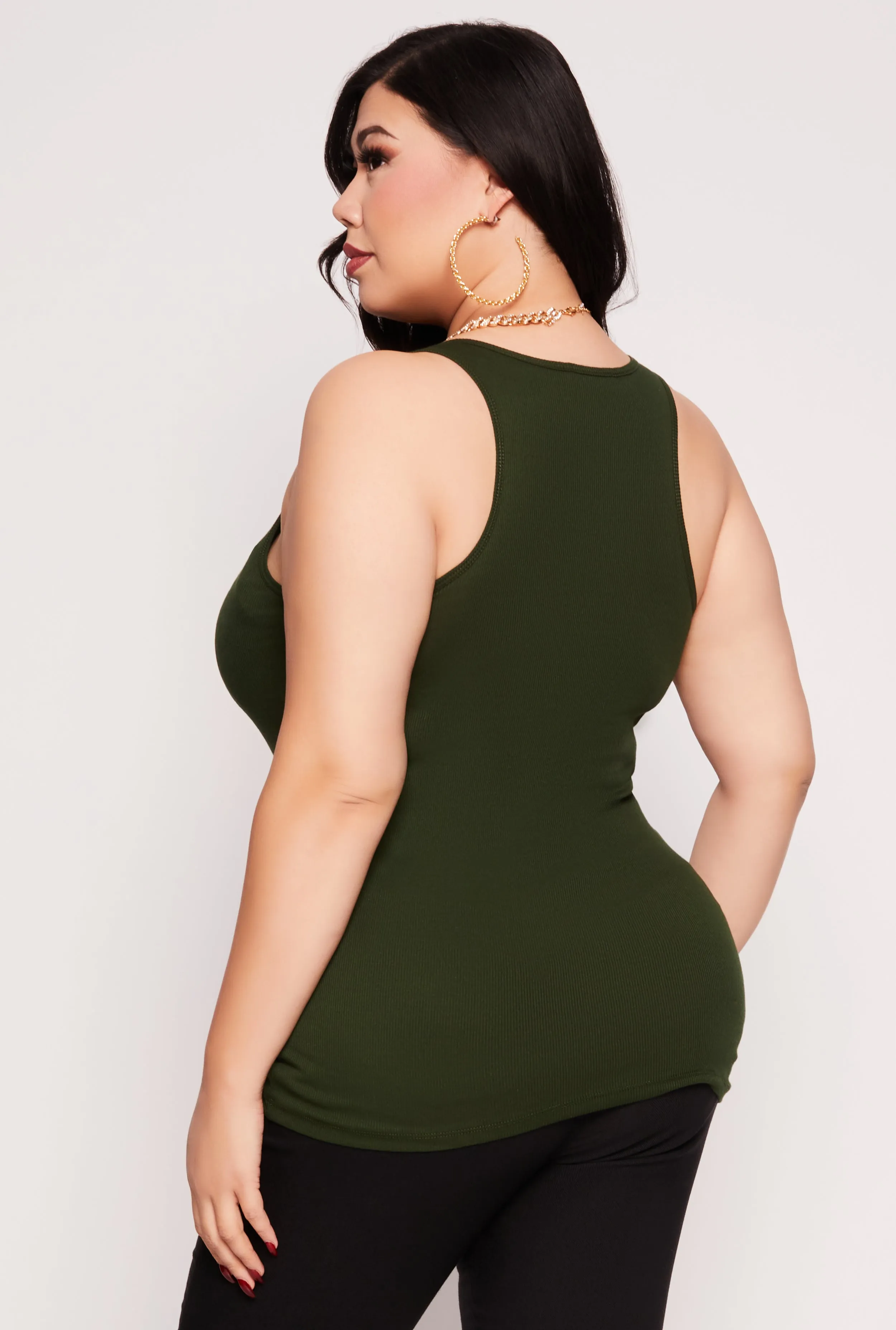 Plus Size Ribbed Knit Racerback Tank Top sold by Rainbow product image thumbnail 3