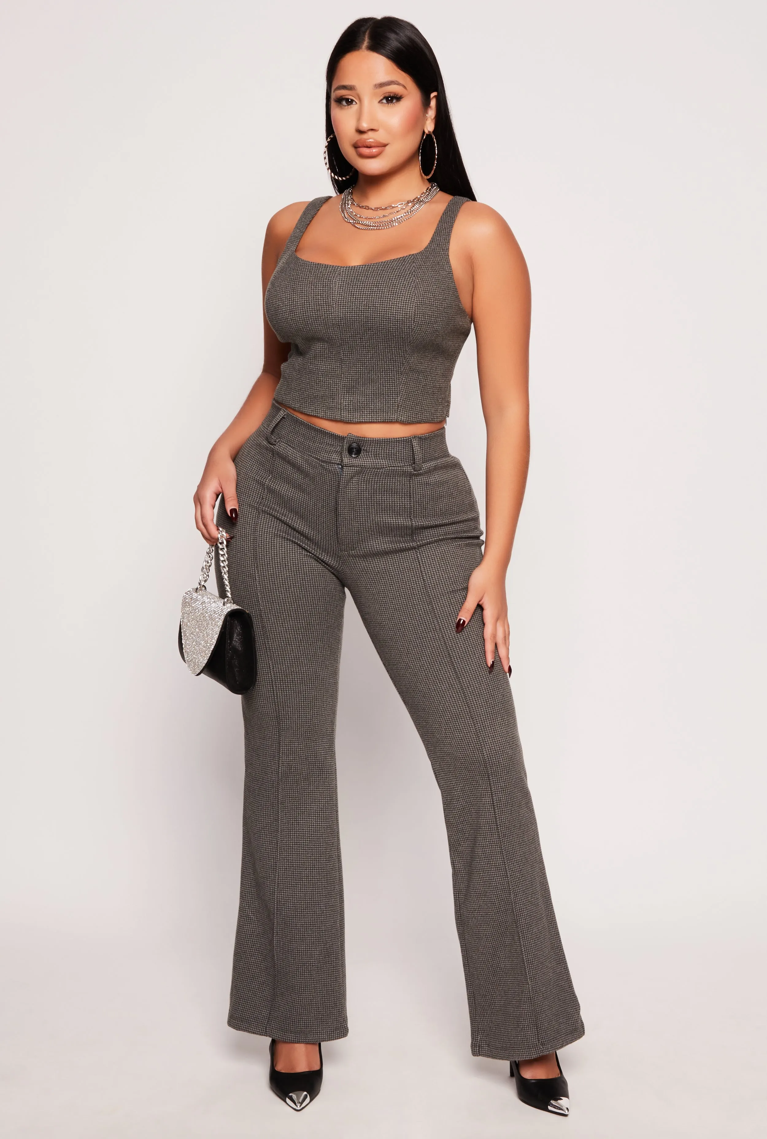 Iris Houndstooth Pintuck Pants sold by Rainbow