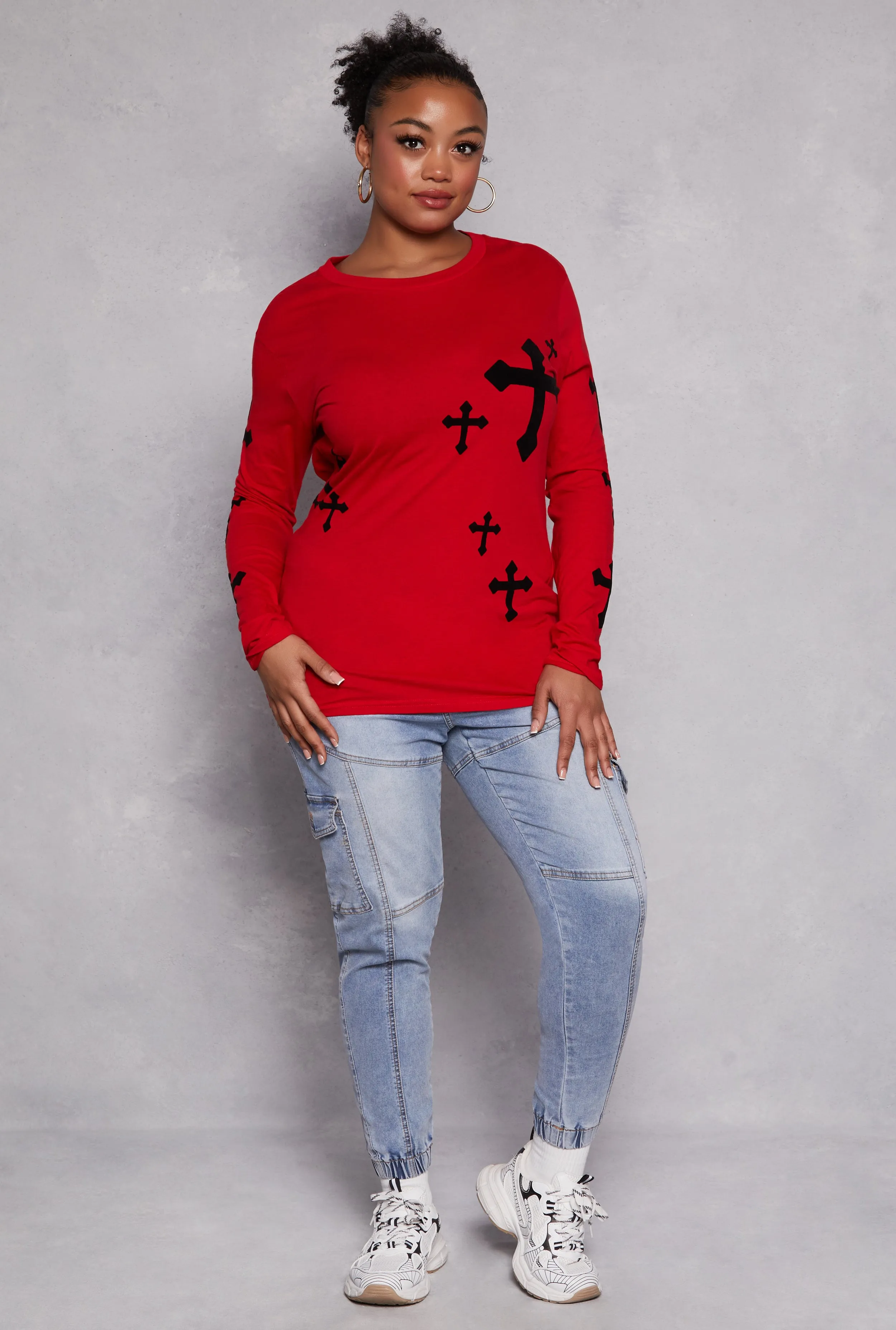 Plus Size Velvet Burnout Cross Graphic T Shirt sold by Rainbow product image thumbnail 2