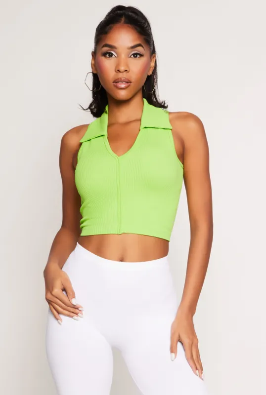 Johnny Collar Seamless Cropped Tank Top sold by Rainbow