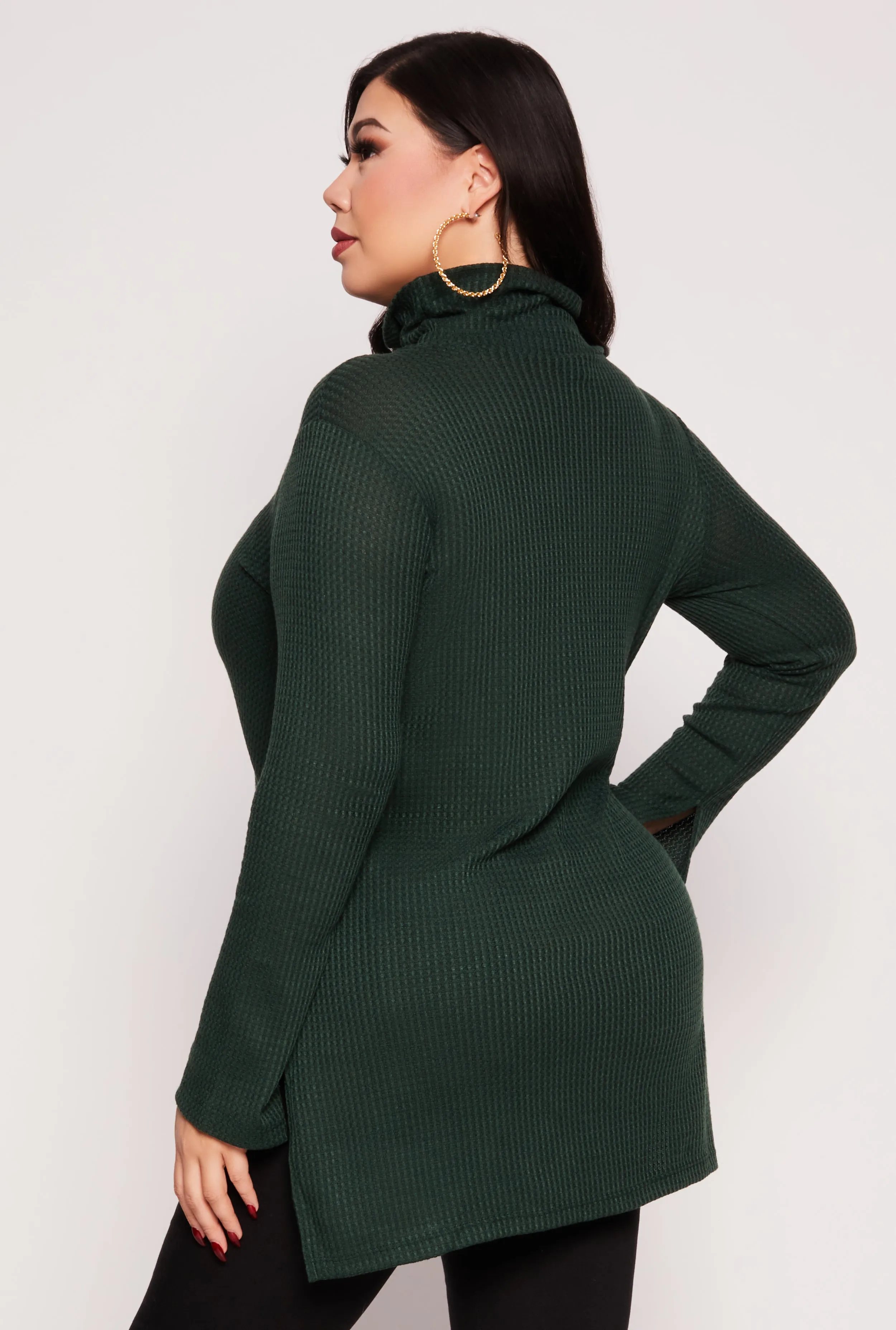 Plus Size Waffle Knit Turtleneck Tunic Top sold by Rainbow product image thumbnail 3