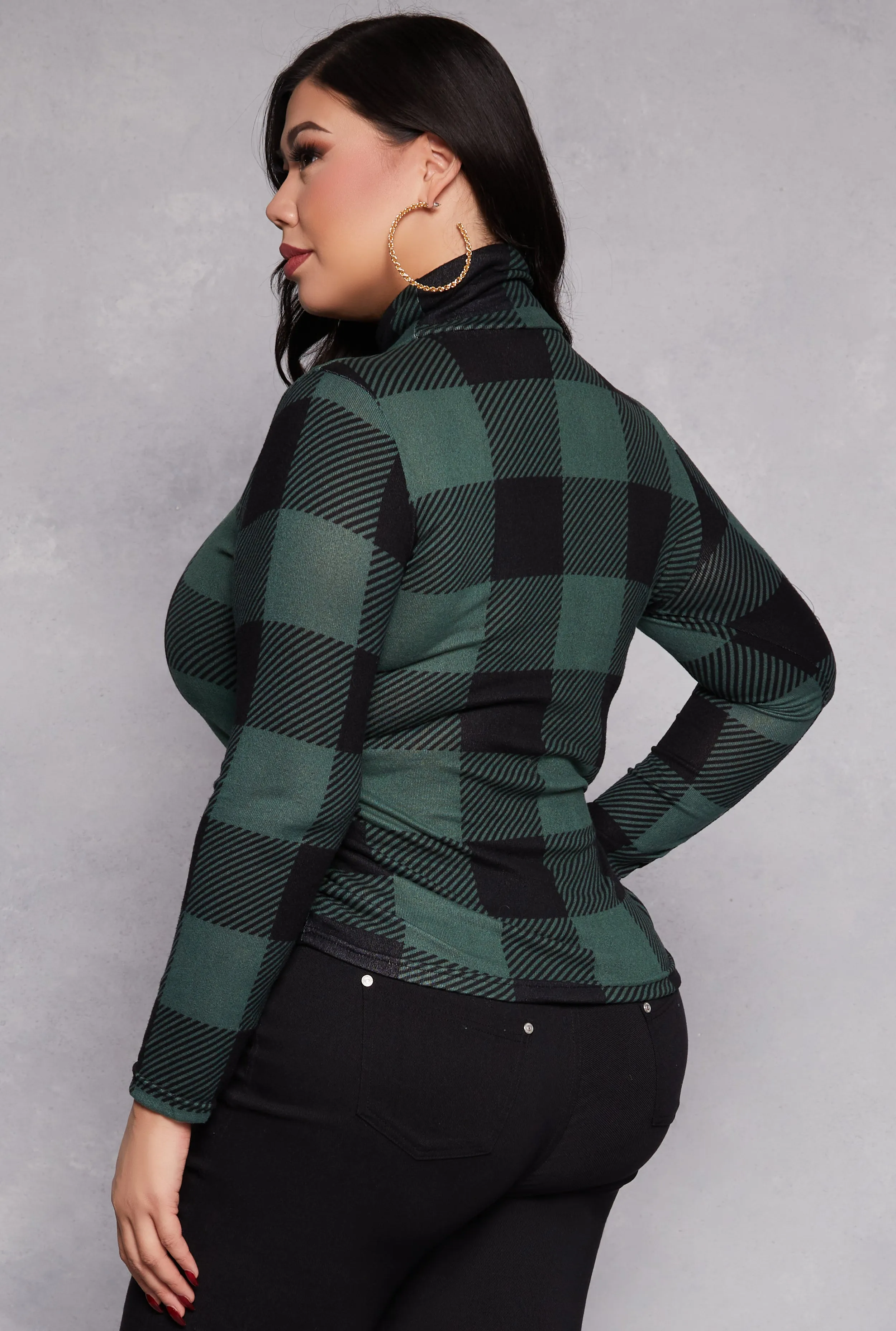 Plus Size Buffalo Plaid Mock Neck Top sold by Rainbow product image thumbnail 3