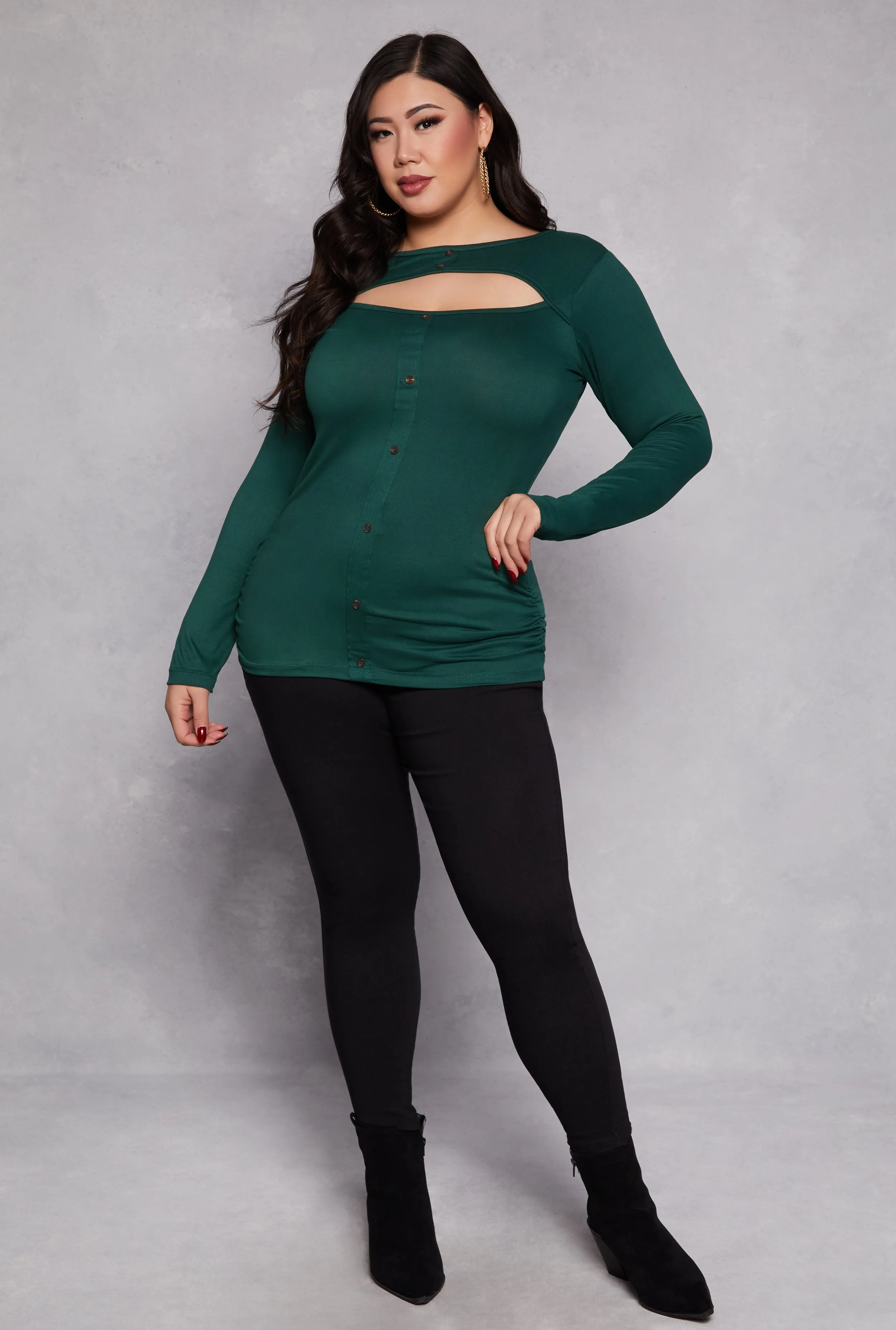 Plus Size Button Detail Cut Out Top sold by Rainbow product image thumbnail 2