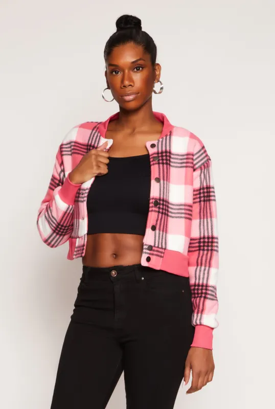 Plaid Cropped Bomber Jacket sold by Rainbow