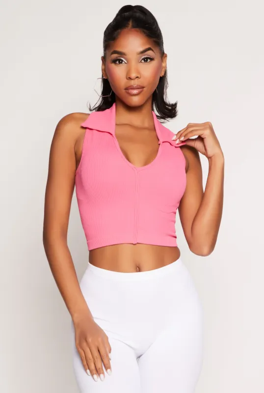Johnny Collar Seamless Cropped Tank Top sold by Rainbow