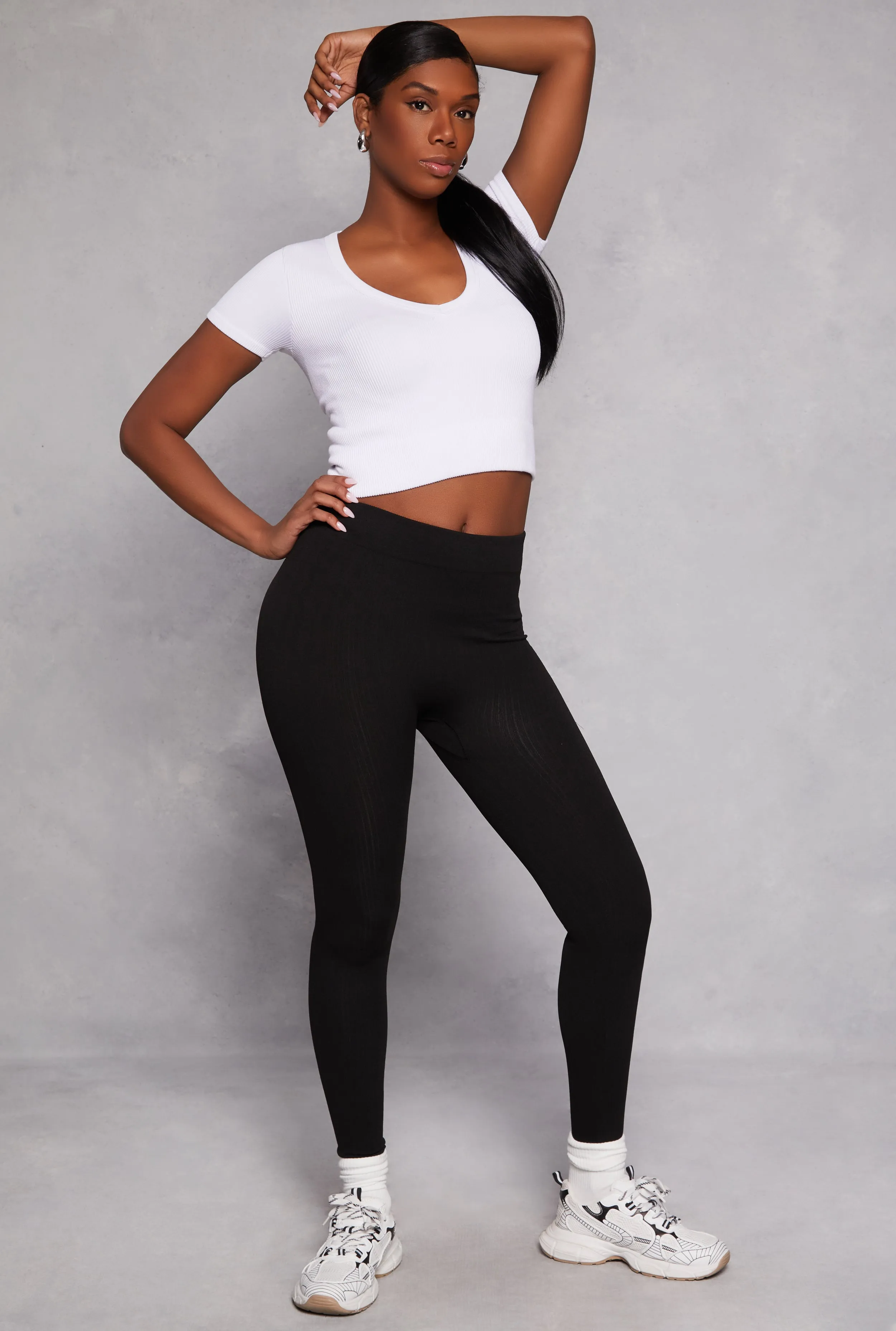 Seamless Ribbed Knit V Neck Crop Top sold by Rainbow product image thumbnail 2