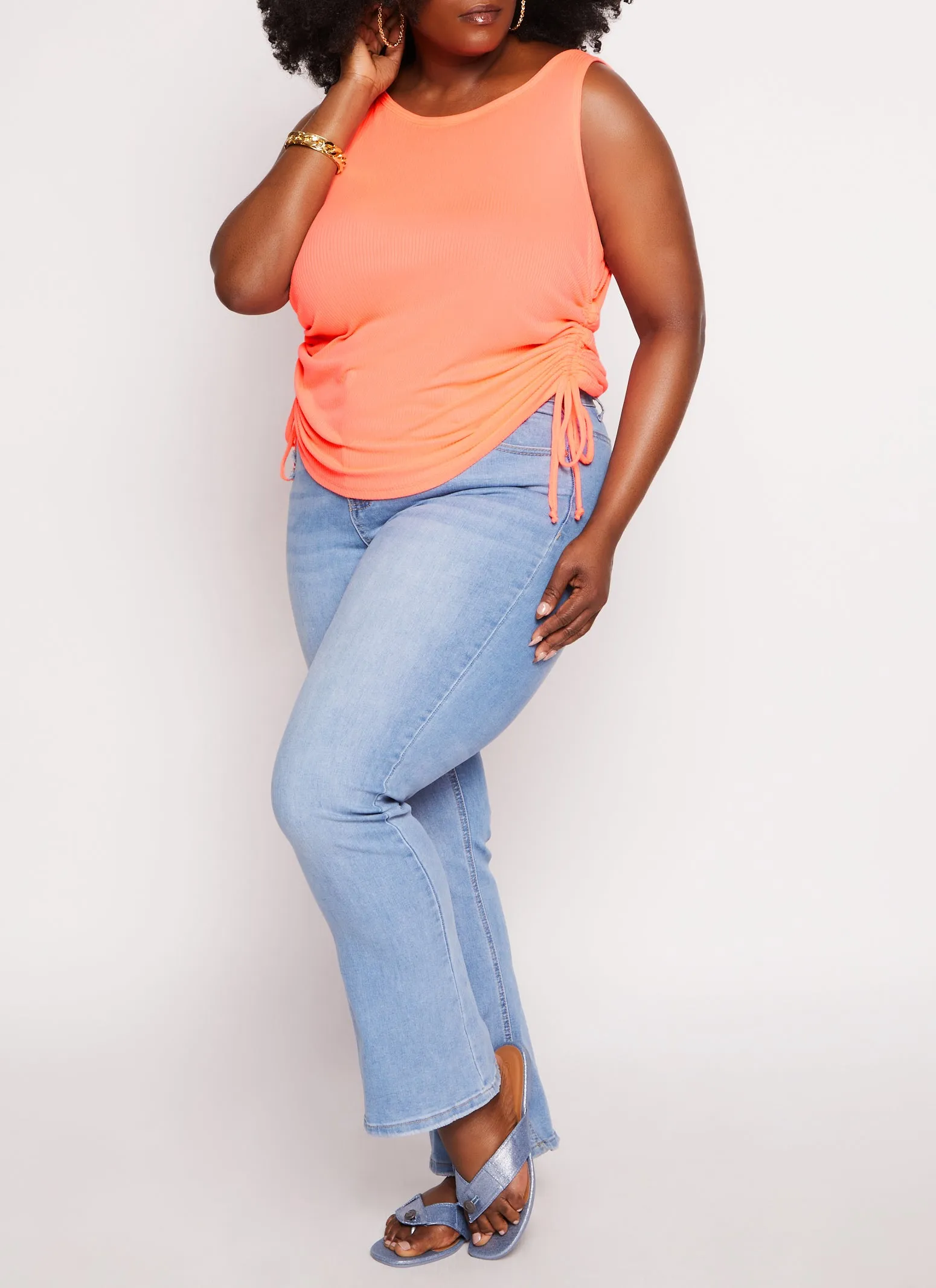 Plus Size Rib Knit Ruched Side Tank Top sold by Rainbow product image thumbnail 2