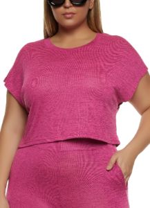 Plus Size Brushed Knit Dolman Sleeve Top sold by Rainbow