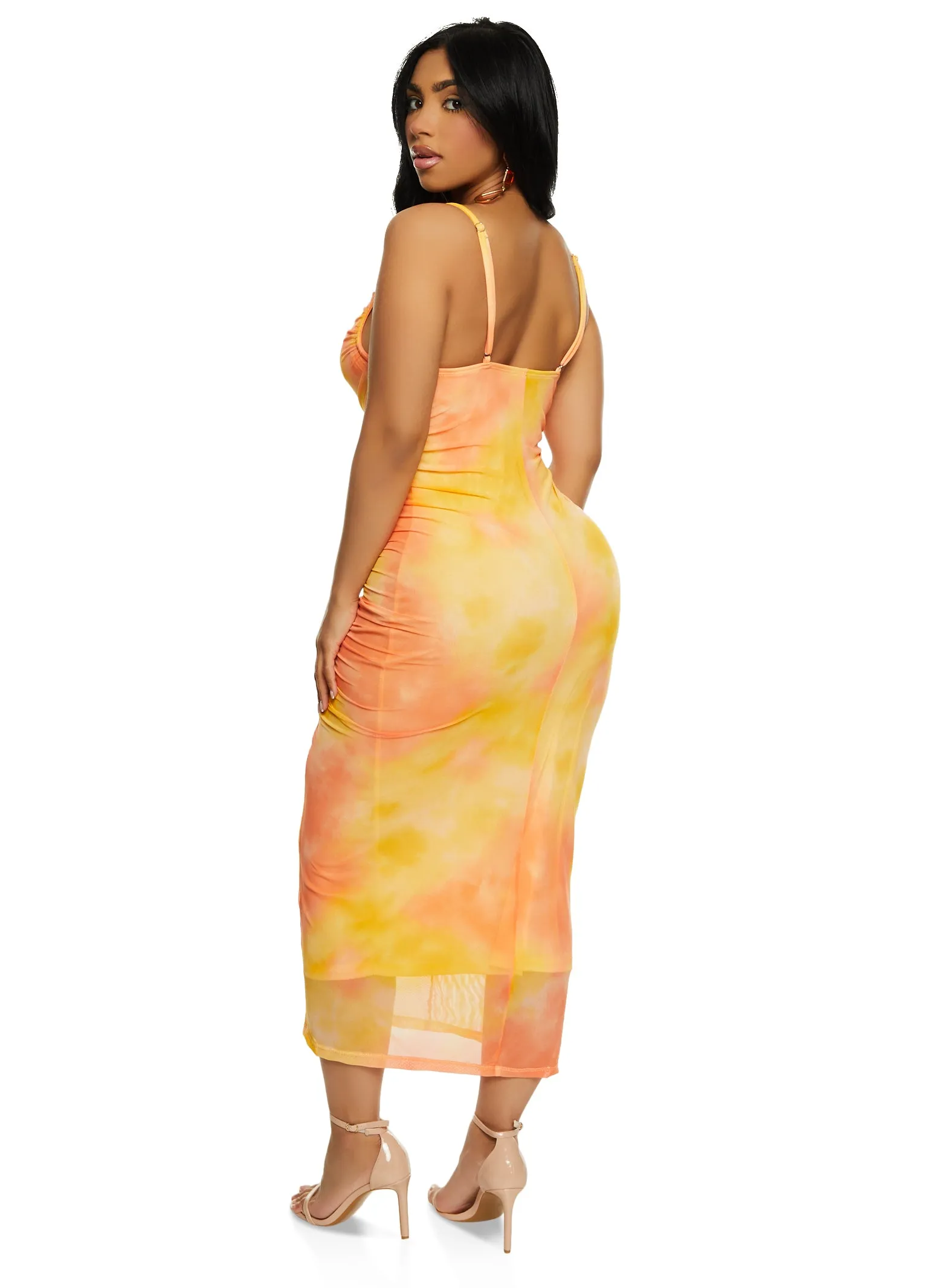 Tie Dye Ruched Detail Mesh Dress sold by Rainbow product image thumbnail 5