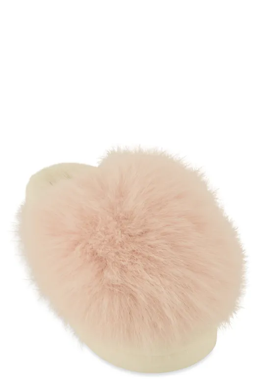 Round Toe Faux Fur Slippers sold by Rainbow