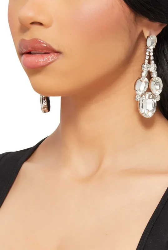 Cubic Zirconia Chandelier Earrings sold by Rainbow