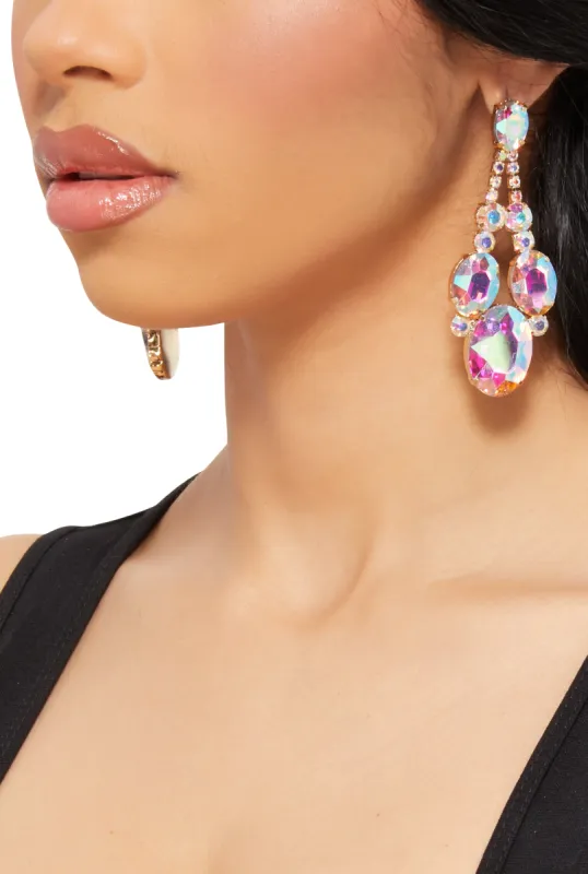 Cubic Zirconia Chandelier Earrings sold by Rainbow