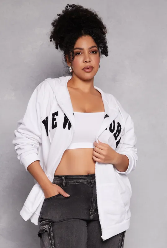 Plus Size New York Zip Front Hoodie sold by Rainbow