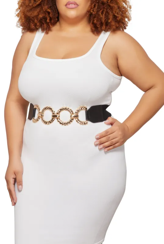 Plus Size Chain Link Detail Stretch Belt sold by Rainbow