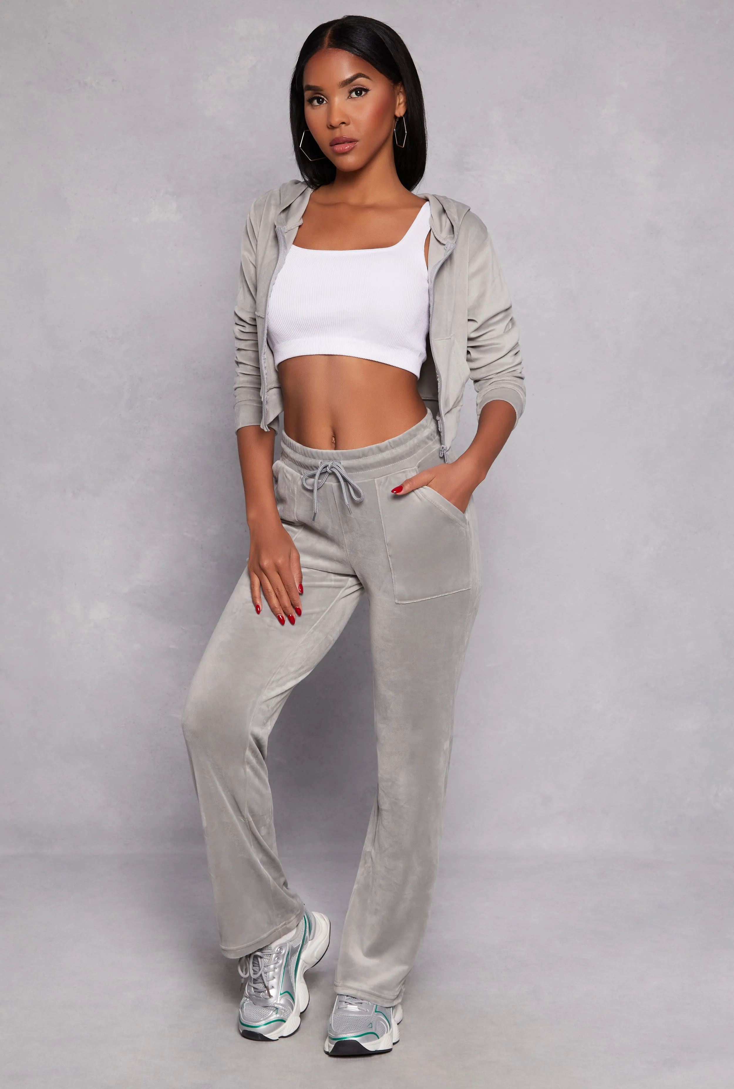 Velour Straight Leg High Waist Sweatpants sold by Rainbow