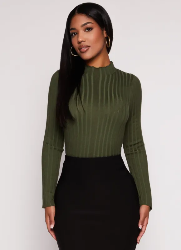 Ribbed Knit Mock Neck Top sold by Rainbow