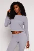 Rib Knit Long Sleeve Crop Top sold by Rainbow