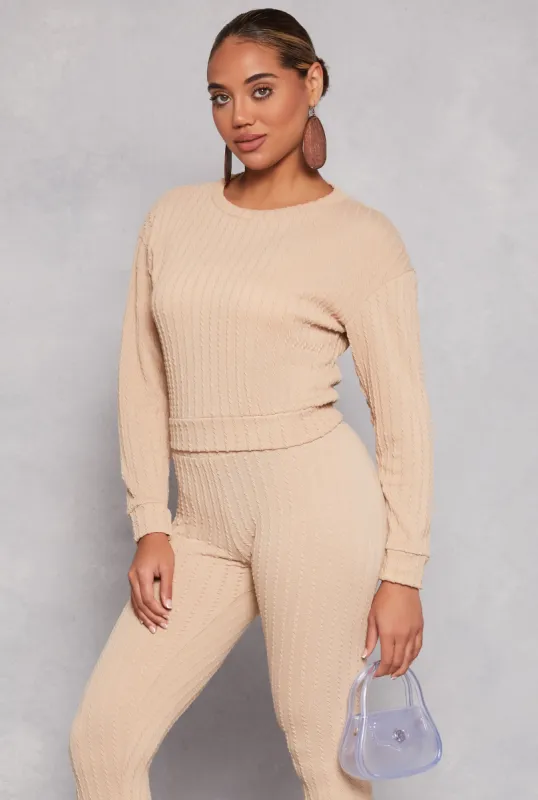 Rib Knit Long Sleeve Crop Top sold by Rainbow