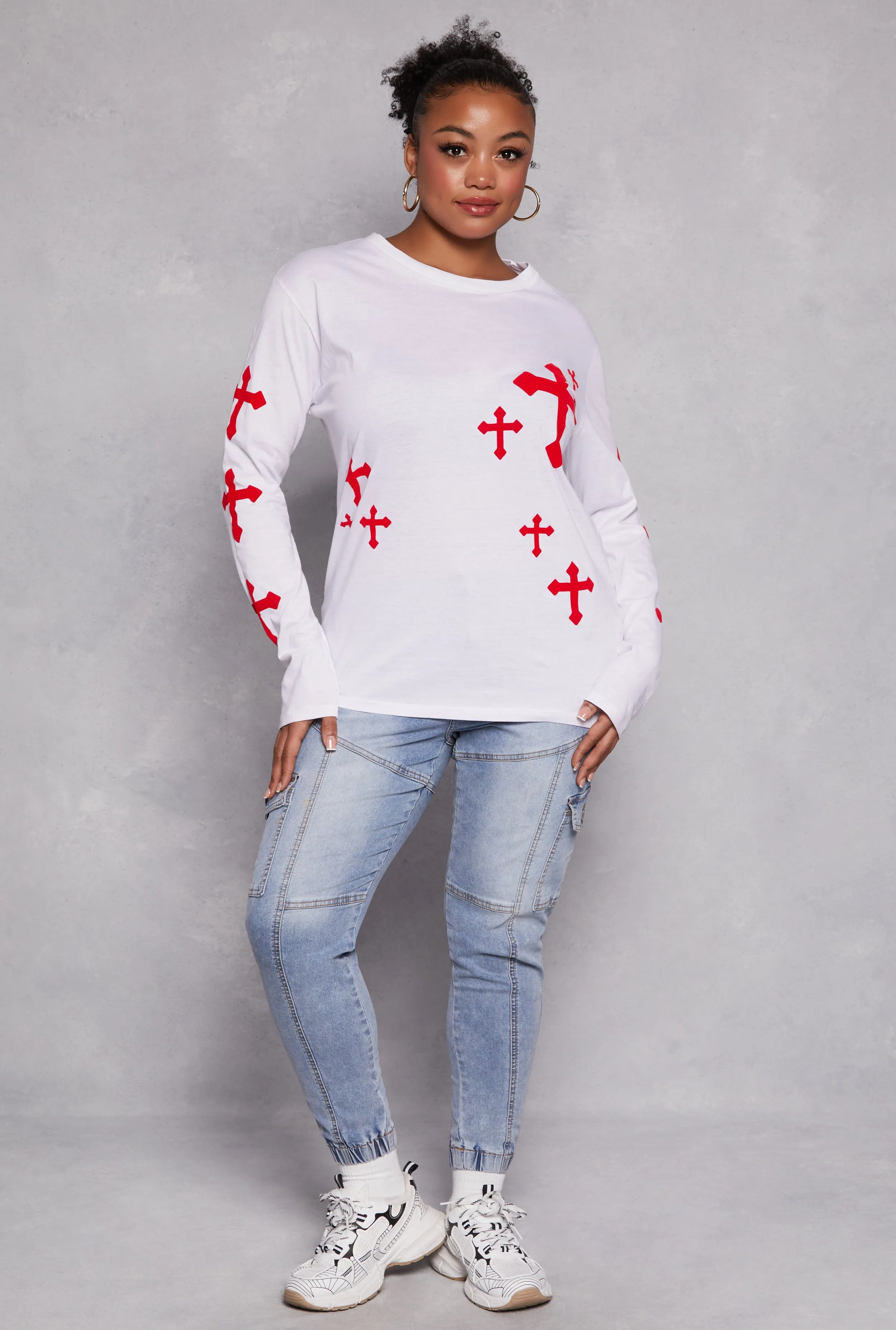 Plus Size Velvet Burnout Cross Graphic T Shirt sold by Rainbow product image thumbnail 2