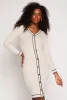 Contrast Trim Button Detail Sweater Dress sold by Rainbow