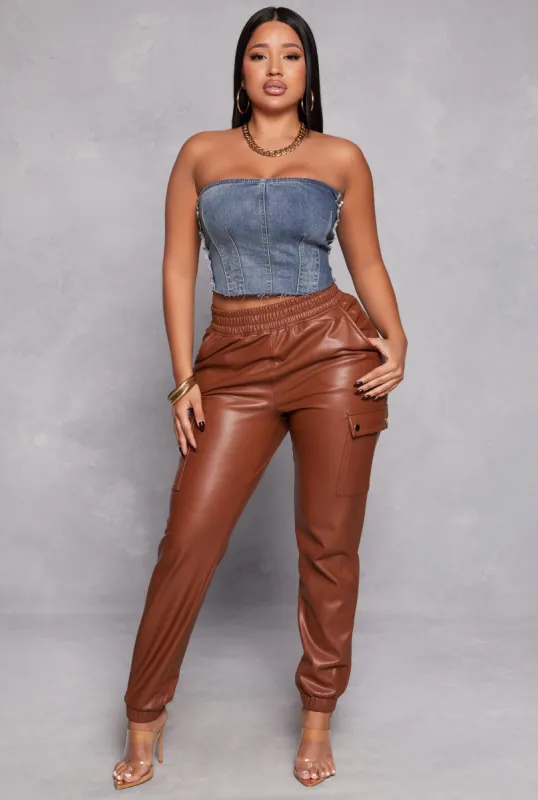 Haute Monde Faux Leather Cargo Joggers sold by Rainbow