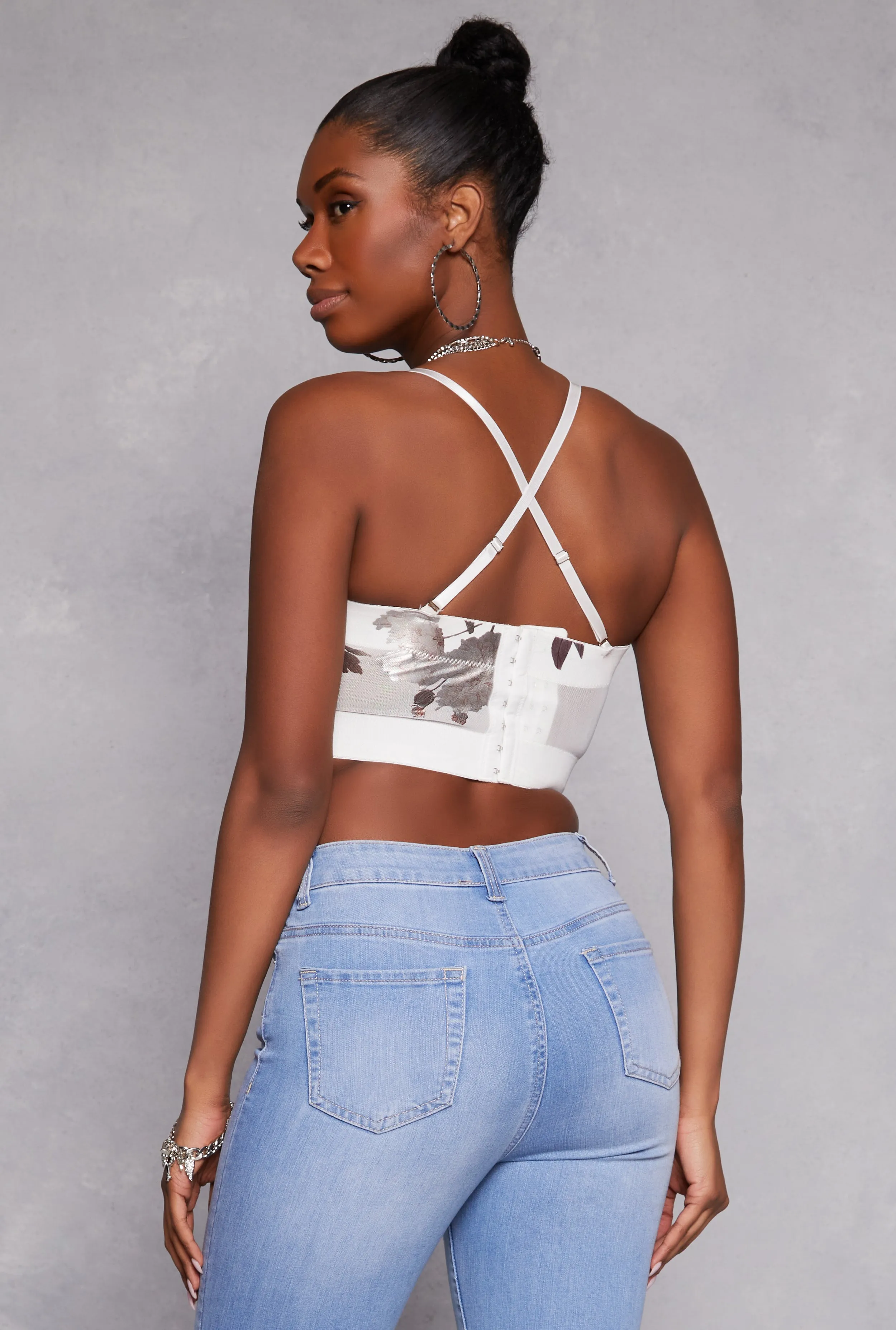 Floral Mesh Cropped Bustier Top sold by Rainbow product image thumbnail 5
