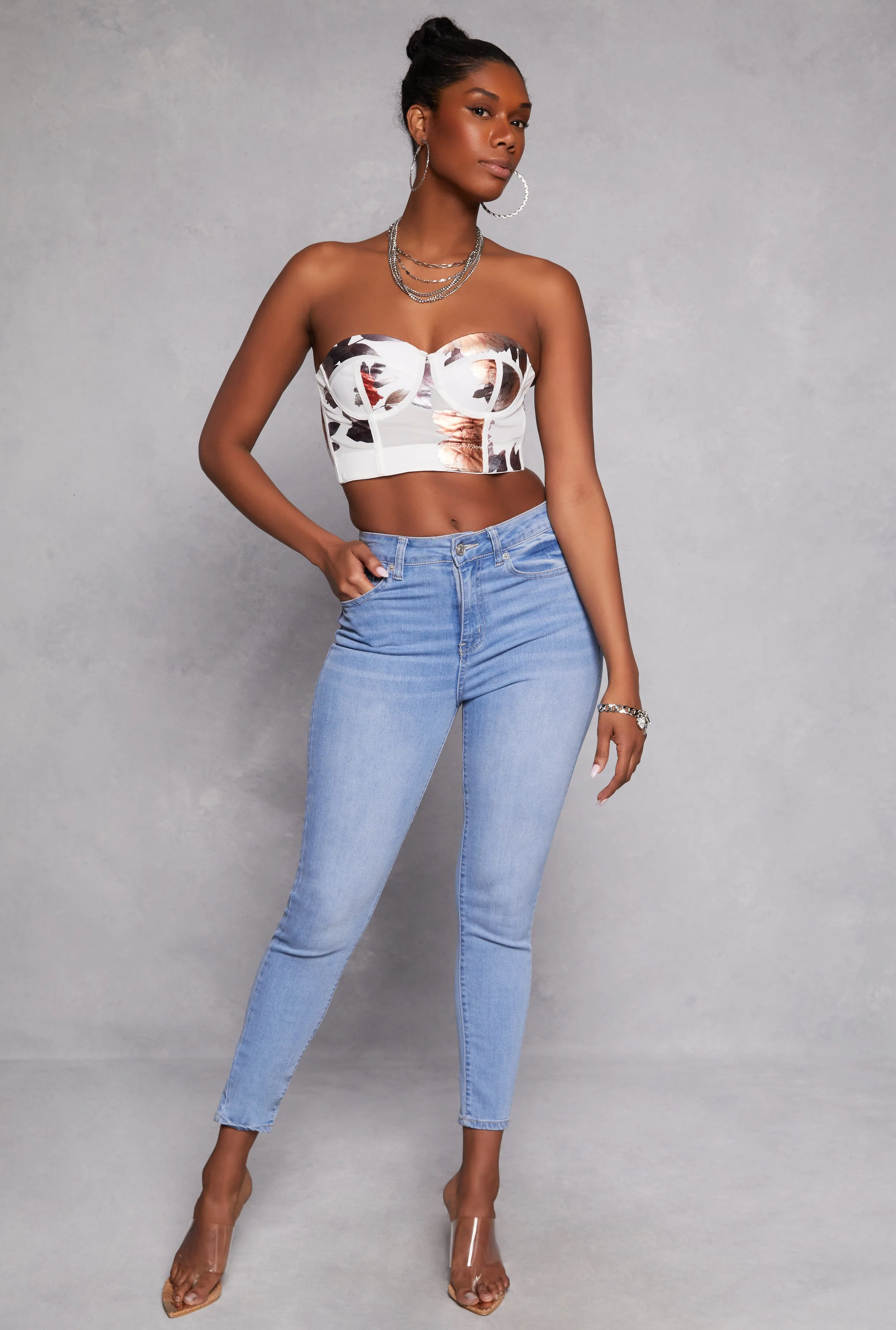 Floral Mesh Cropped Bustier Top sold by Rainbow product image thumbnail 2