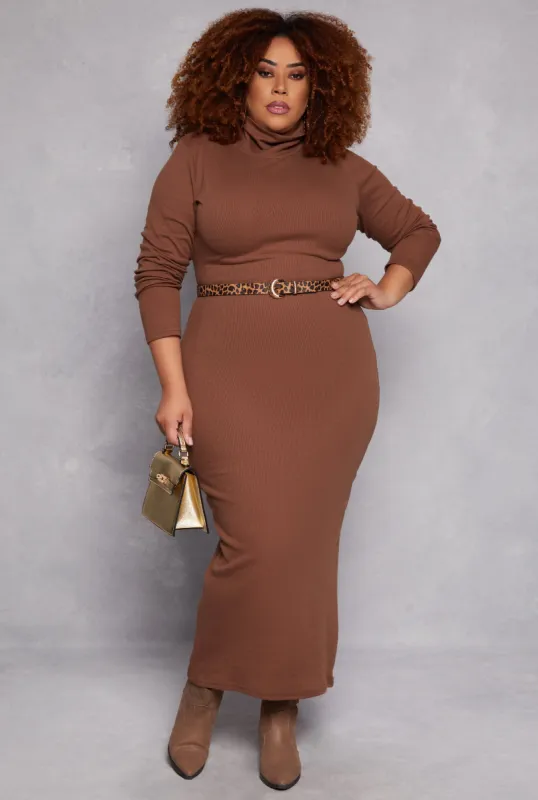 Plus Size Daisy Turtleneck Long Sleeve Dress sold by Rainbow