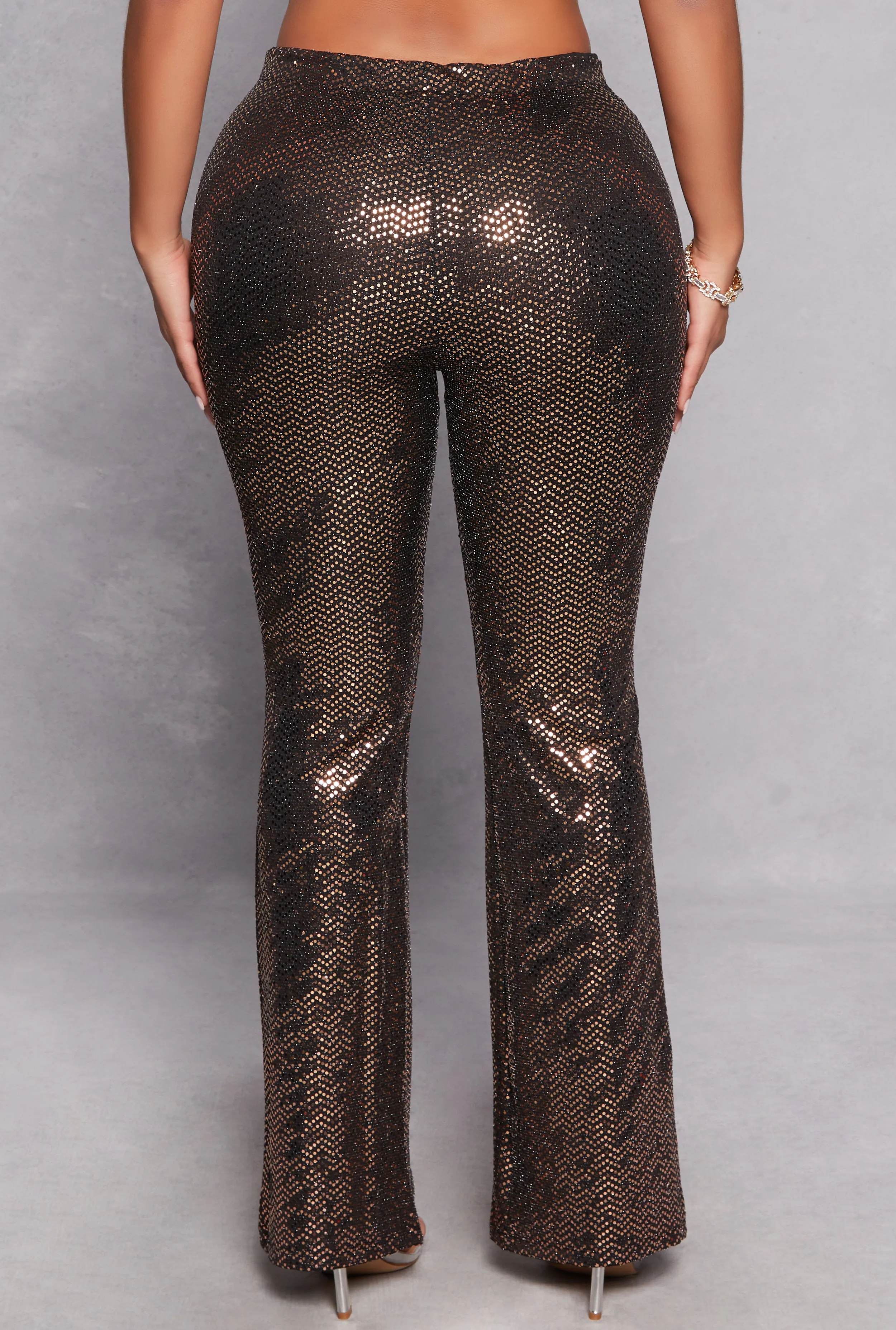 Foiled Lurex High Waisted Flared Leg Pants sold by Rainbow product image thumbnail 3