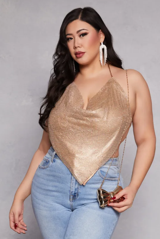 Plus Size Spoon Jeans Rhinestone Halter Top sold by Rainbow
