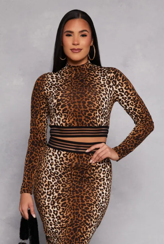Iris Leopard Print Mock Neck Crop Top sold by Rainbow