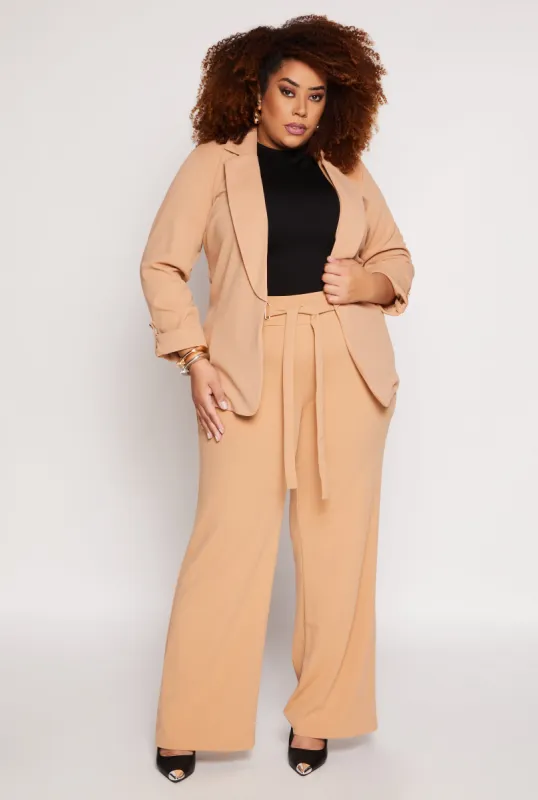 Plus Size Crepe Knit Wide Leg Pants sold by Rainbow