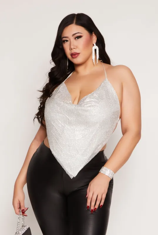 Plus Size Spoon Jeans Rhinestone Halter Top sold by Rainbow