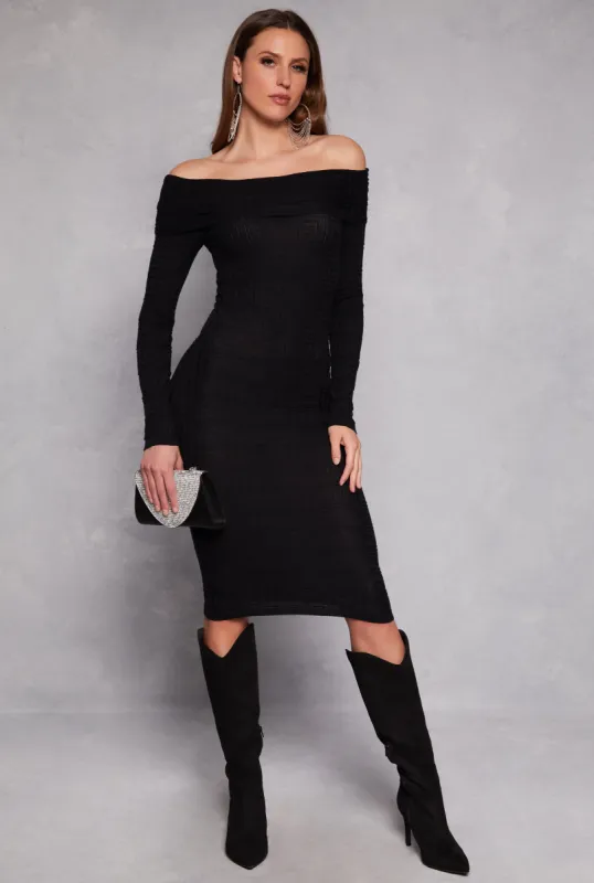 Greek Key Off the Shoulder Dress sold by Rainbow