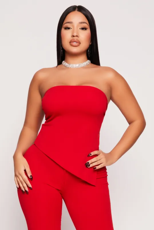 Asymmetrical Side Slit Tube Top sold by Rainbow