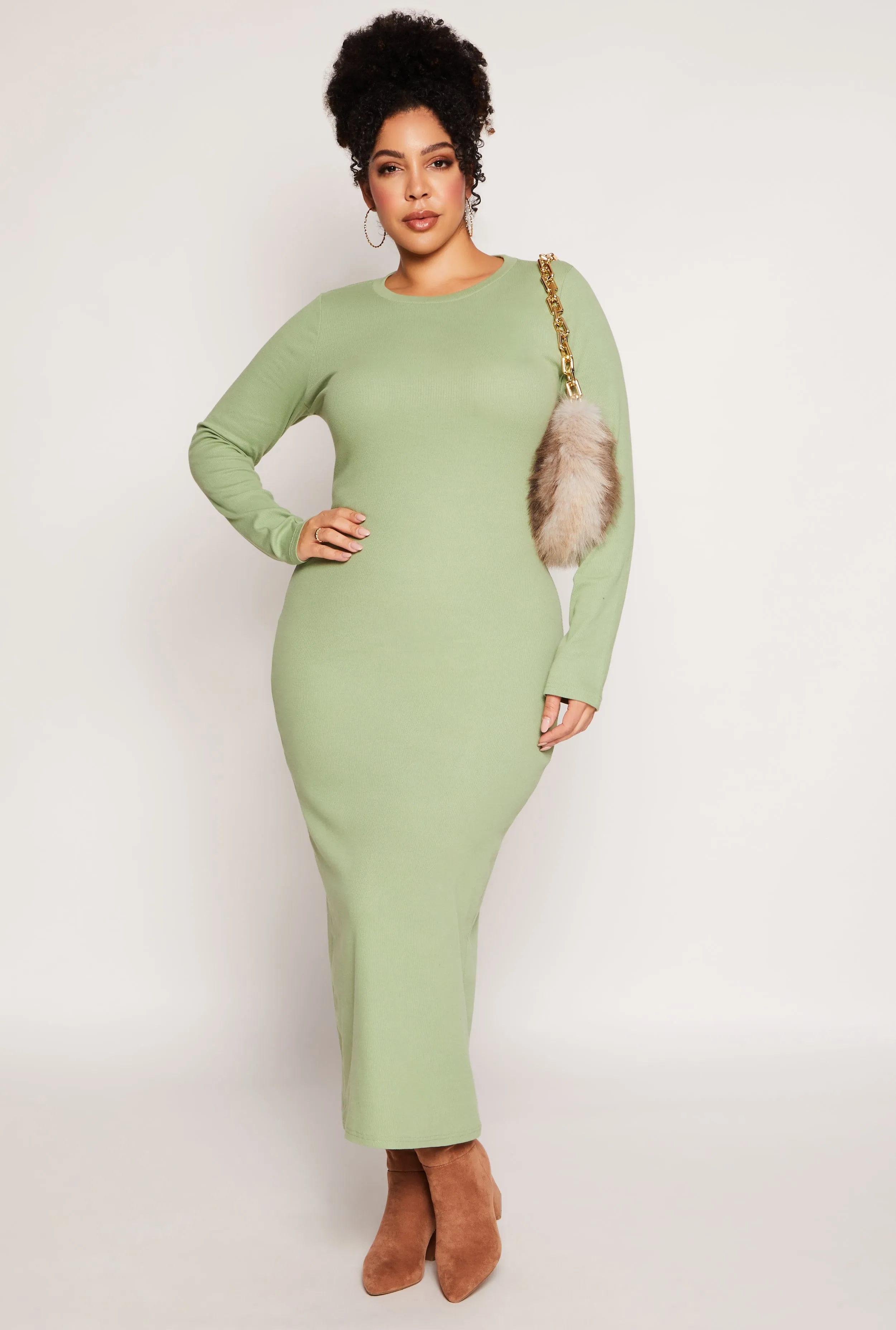 Plus Size Daisy Long Sleeve Maxi Dress sold by Rainbow